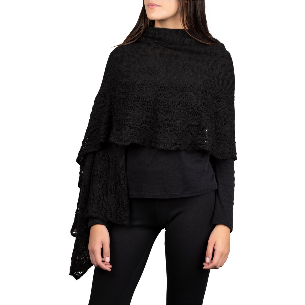 ILARY - Stola bordi traforati in lana mohair