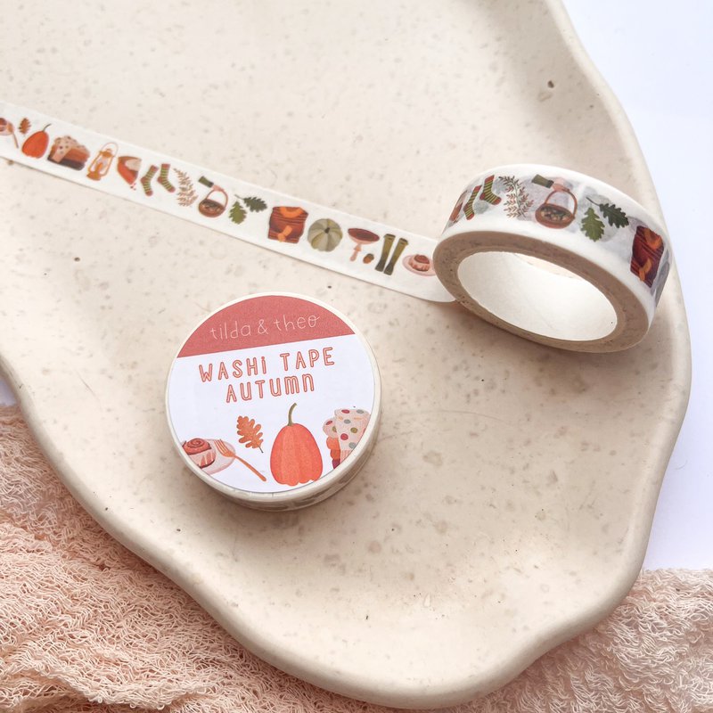 Washi Tape Autumn - Adhesive Tape Mushrooms and Pumpkin Masking Tape