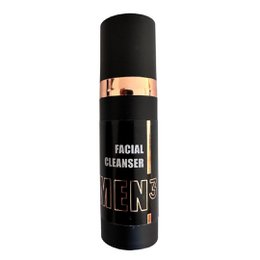 A men's facial cleanser in a sleek black bottle with a gold accent. The product is designed to deeply cleanse and exfoliate the skin, leaving it refreshed and revitalized.