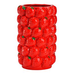 Vase of strawberries made of ceramic, red (W/H/D) 12x19x12cm