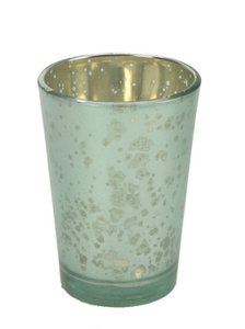 Glass with candle sea green