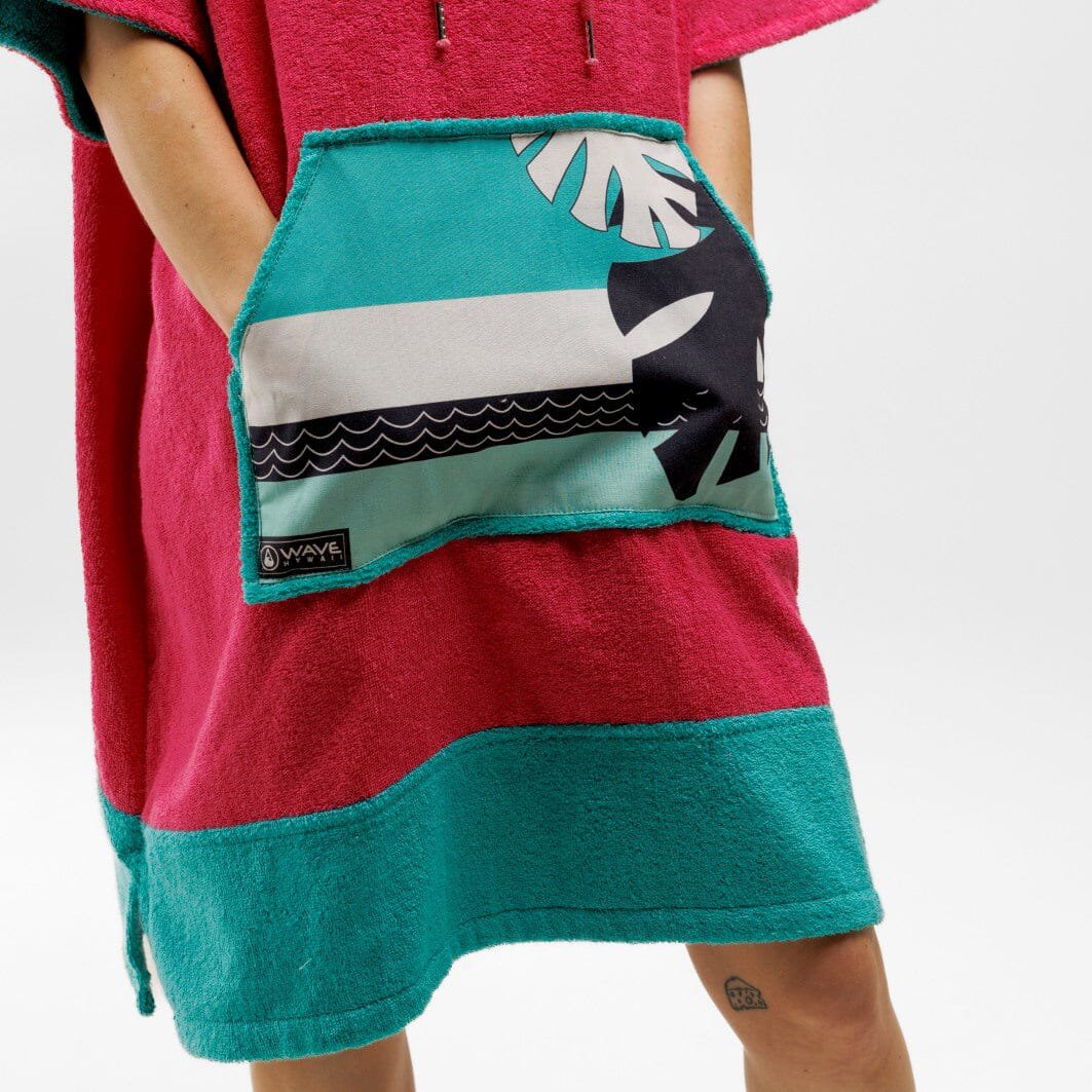 Poncho Pink Wave, terciopelo Baumwolle