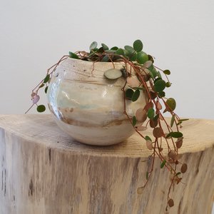 Plant bowl, round, ceramic, frost-proof, decoration, gift, unique, D= 13.5 cm x 11 cm (H), plant opening D= 8 cm Copy