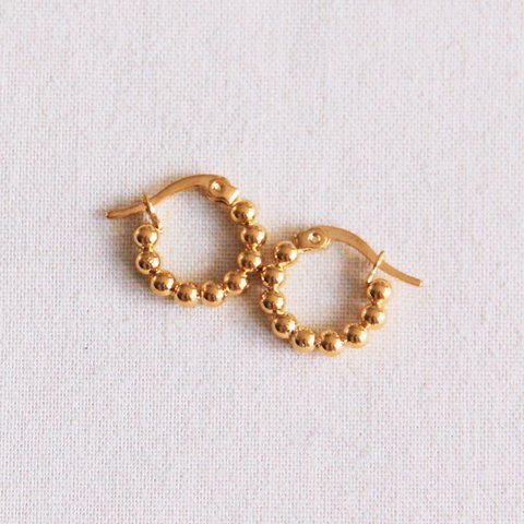 RVS creool 14mm "bolletjes" - goud - EA504