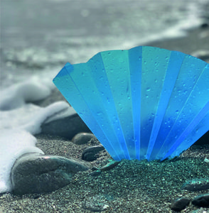 Hand fan, fan, fan, blue translucent