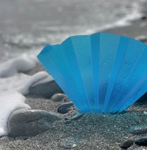 Hand fan, fan, fan, blue translucent