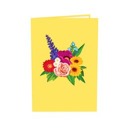 Kleurrijke bloemenmand pop-up kaart