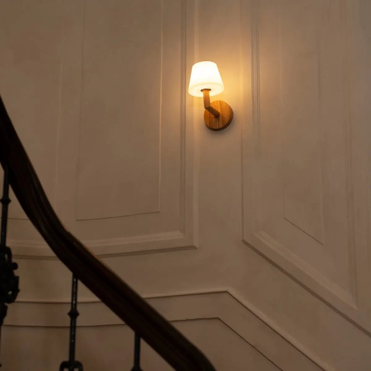 Ted Light Brown Wooden Rechargeable Wall Light