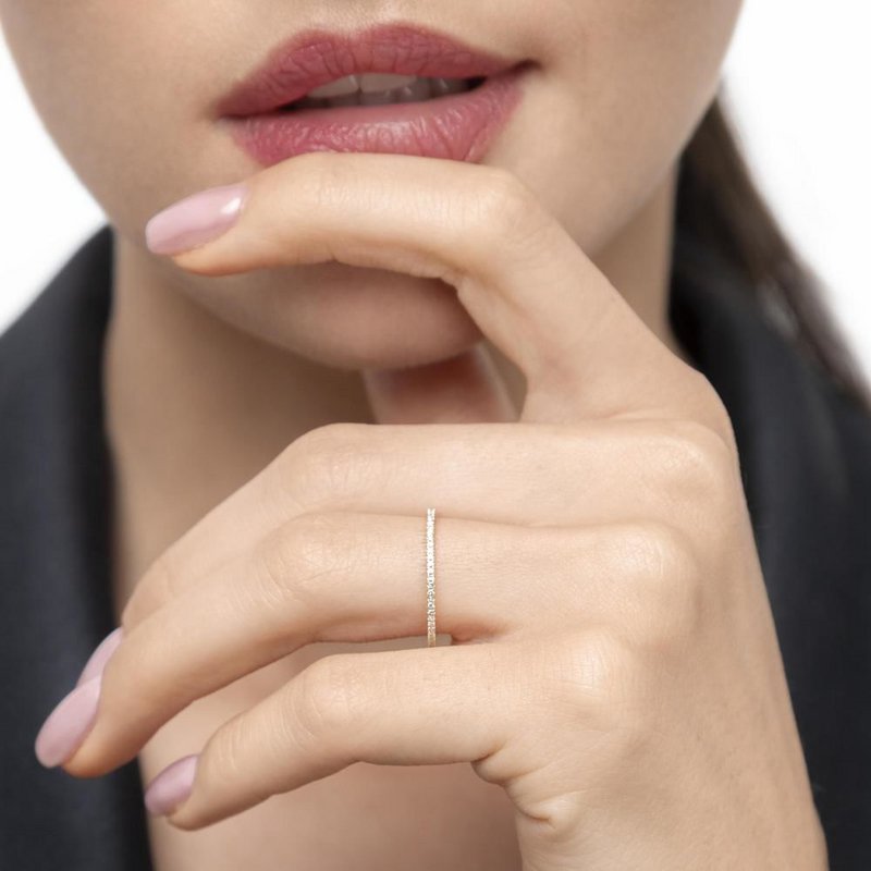 Memory ring met diamanten, 18K geel goud