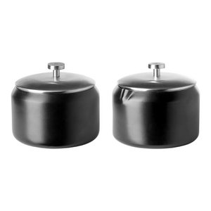 Milk and sugar set DUO stainless steel powder-coated black silver 10 cm diameter 6 cm height 20 cm height