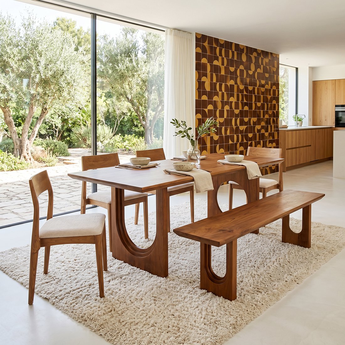 Bullnose Chamfered mango wood dining table mix