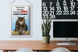 Tin sign saying 20x30cm cat with my master boss