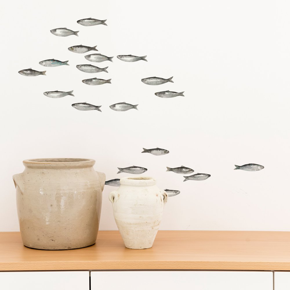 Watercolor sardine wall sticker