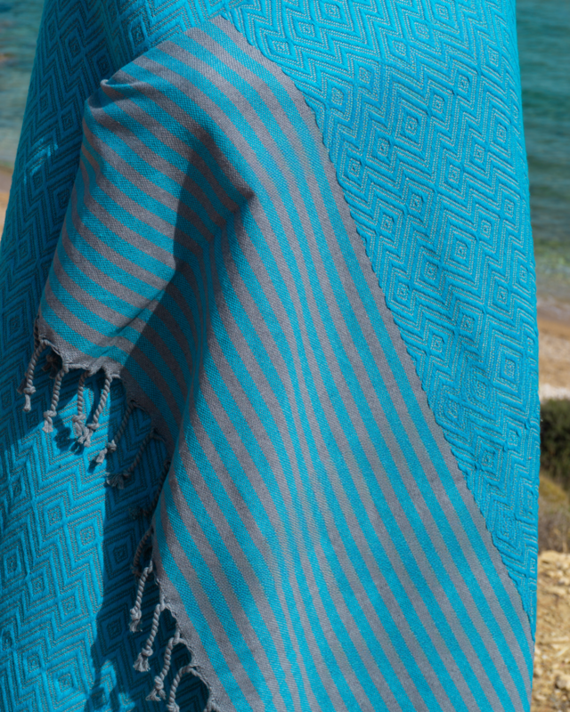 SAHARA Cotton Hammam Pool Towel – Sand Free & Compact – Turquoise - 180x100 cm