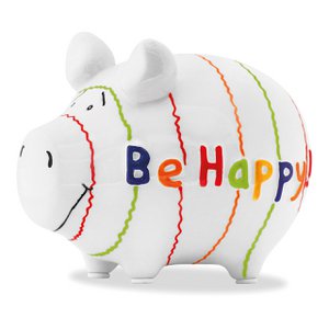 Piggy Bank Company Piggy Bank "Be Happy!" made of ceramic, colorful (W/H/D) 12.5x9x9 cm small pig