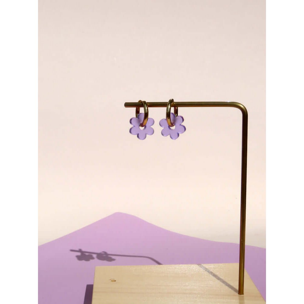Violet Flower Stainless Steel Hoops