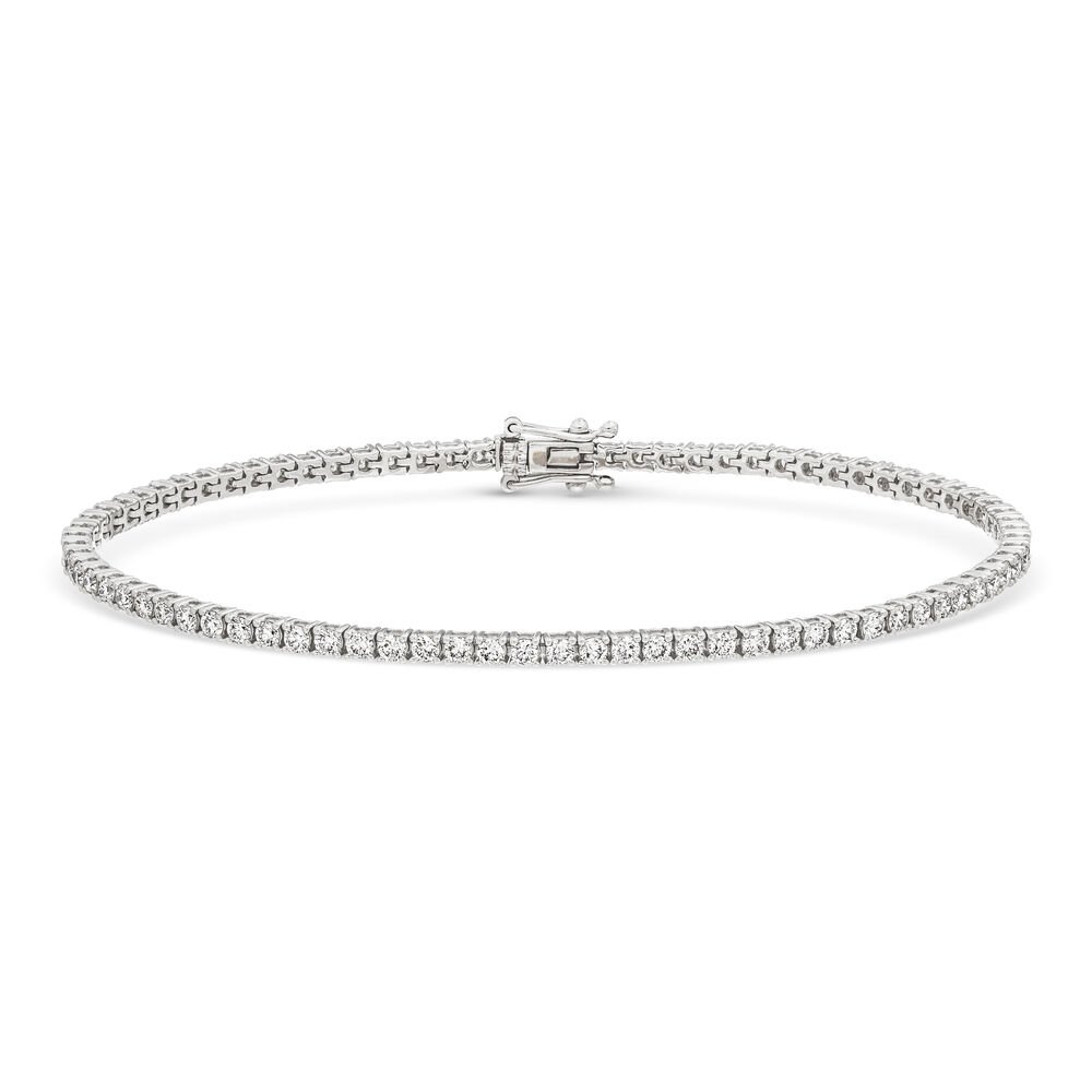 Pulsera tenis oro blanco, diamantes 2,11ct, 18,0 cm