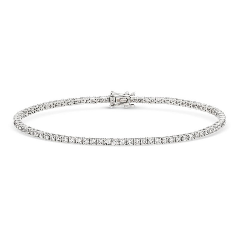 Bracciale tennis in oro bianco, diamanti da 2,11 ct, 18,0 cm