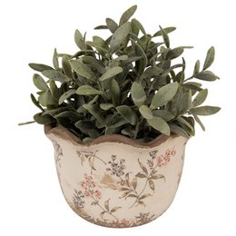 Blumepot Ø 17x11 cm Beige Pink Keramik Blumenpot im Inneren