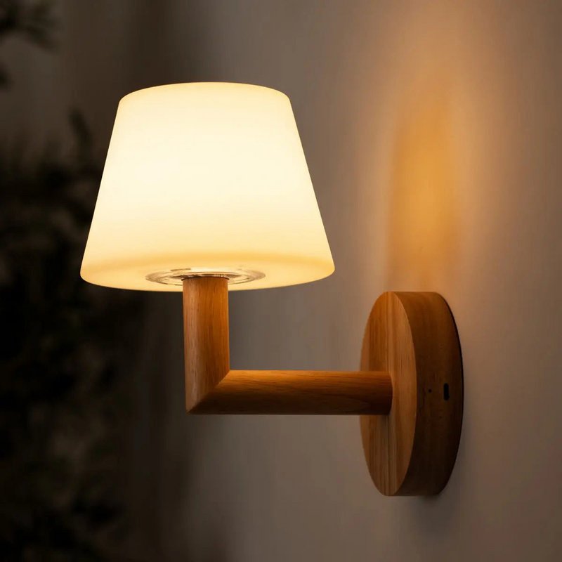 Ted Light Brown Wooden Rechargeable Wall Light