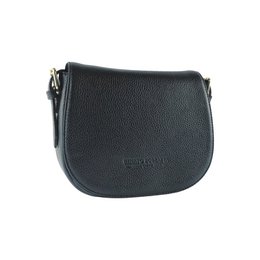 RB1002A | Borsa a Tracolla in Vera Pelle Made in Italy con Tracolla removibile in pelle e attacchi con fibbie in metallo Oro Lucido - Colore Nero - Dimensioni: cm 26 x 20 x 10