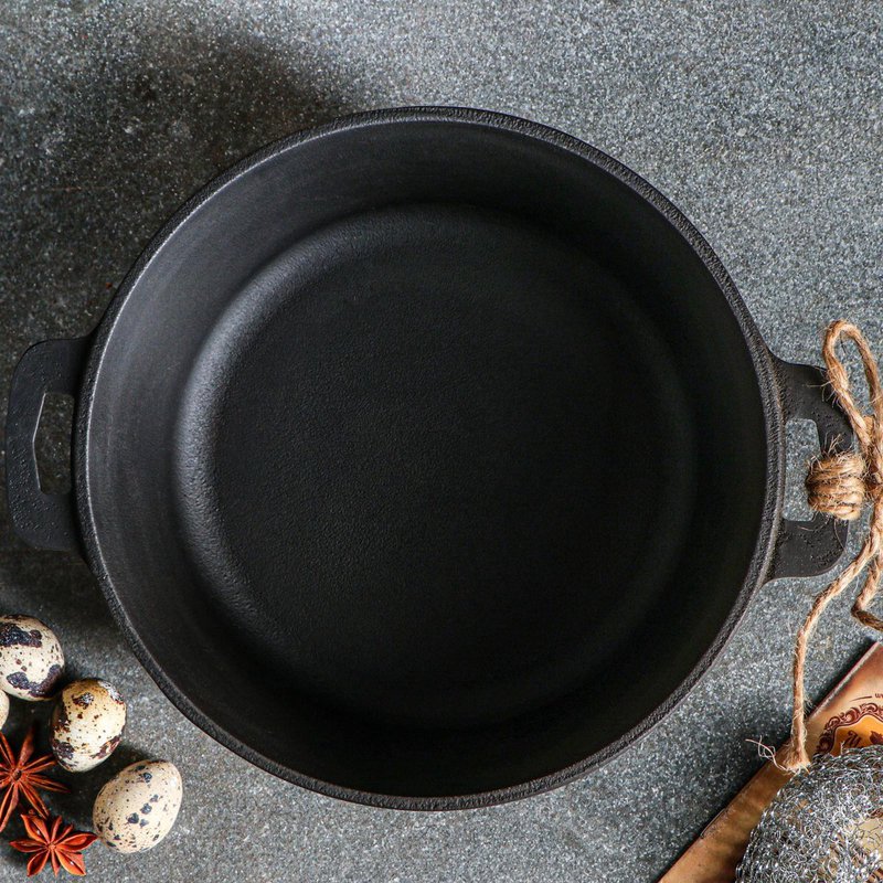 Padella frittura in ghisa - 5 litri - Adatto per l'induzione - coperchio in vetro - padella ghisa - padelle - casseruola - padella set - regalo - pfas gratis - matt black copy
