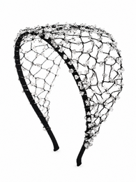 Diadema ancha con velo de cristal de lujo
