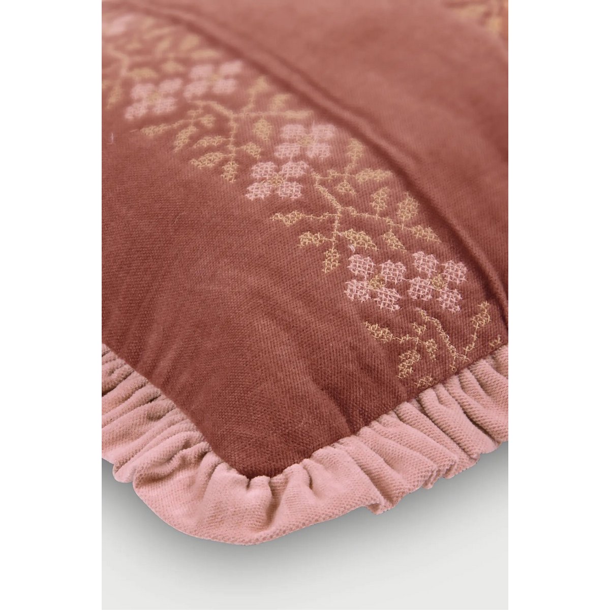 Kussenhoes | Heather Rhubarb Cross Stitch langwerpige kussenhoes van Sanctuary Living