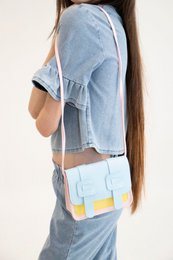 Children's shoulder bag - Tamara the little pink and blue satchel
