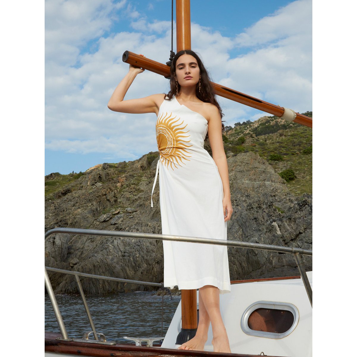 Clara Sun-Printed One-Shoulder Dress