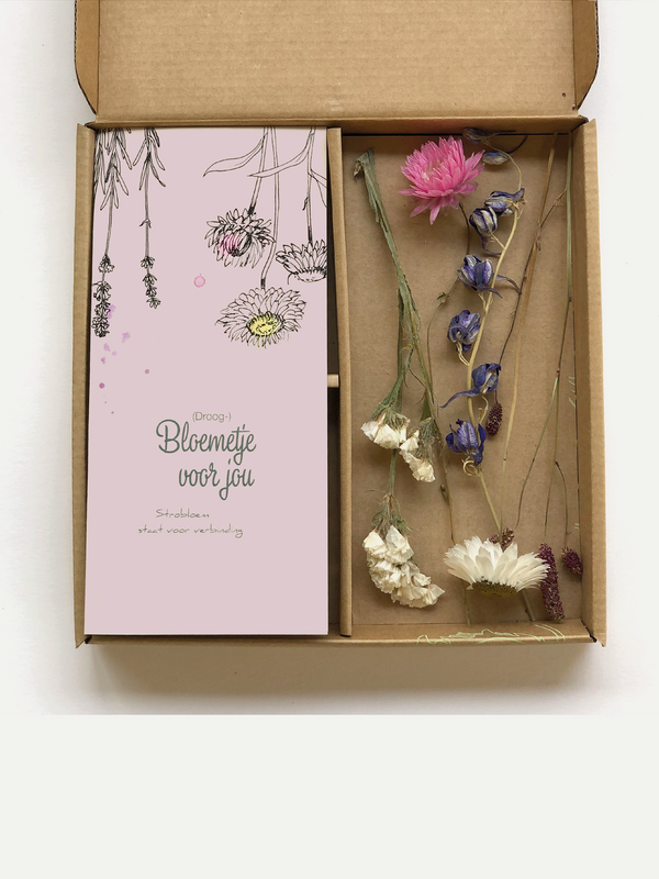 Droogbloemen doosje '(droog-) bloemetje voor jou'