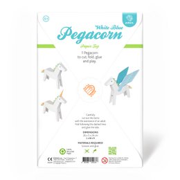 White & Blue Pegacorn Paper Toy