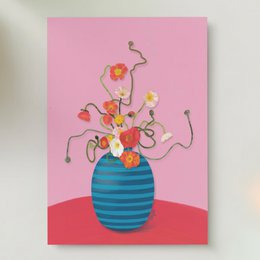 Fiori allegri nella cartolina d'auguri del vaso