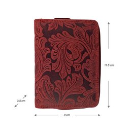 Wallet Women - Buffalo Leather - Leather - RFID - Flower Print - In 5 Colors