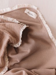 Punto + Manta de muselina / beige oscuro + encaje