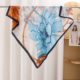 Foulard Carré 90X90 Polyester Fleur Couleurs Architecture Élégance