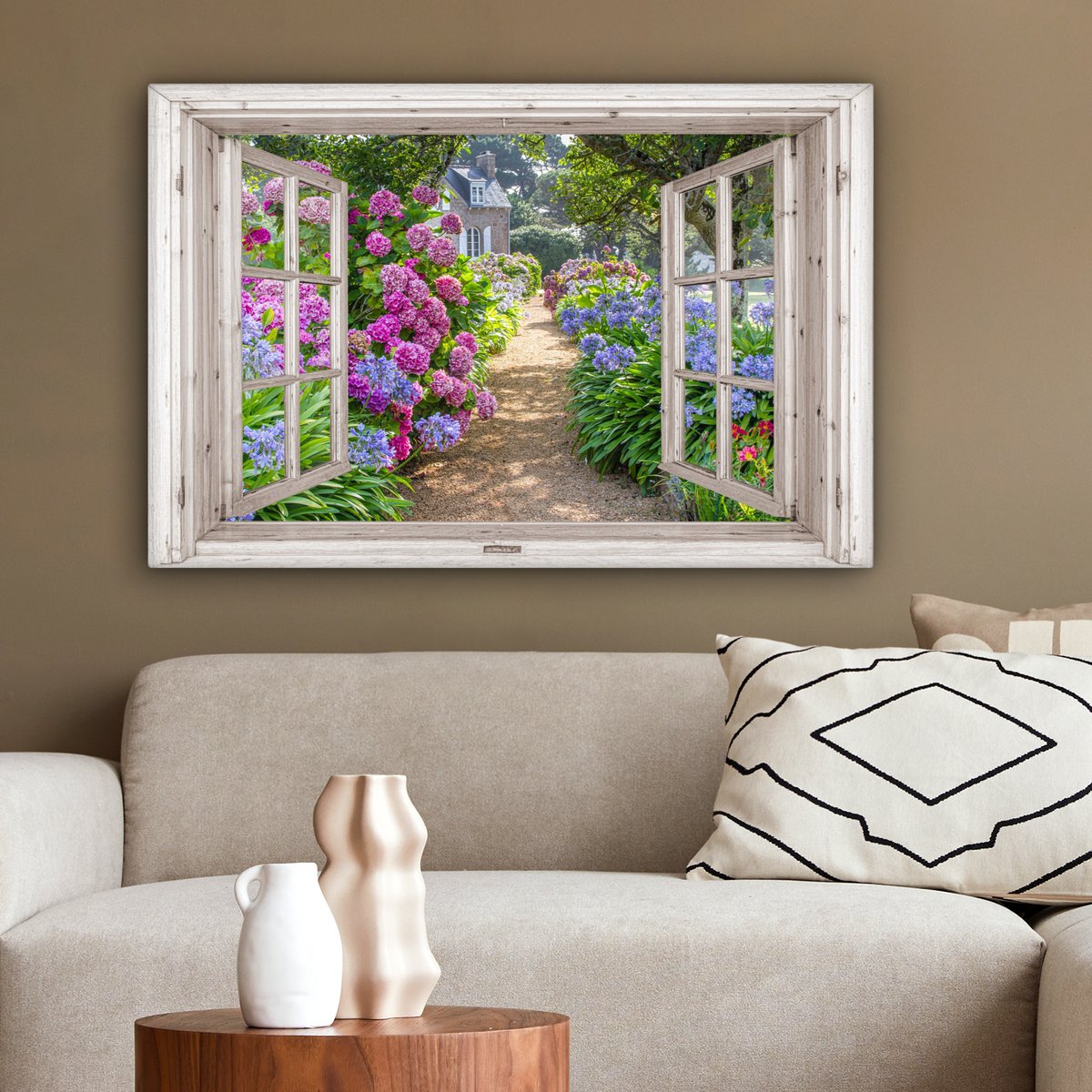 Leinwand Malerei - Wanddekoration - Hortensia - Blick - Blumen - Sommer - Lila - Pad