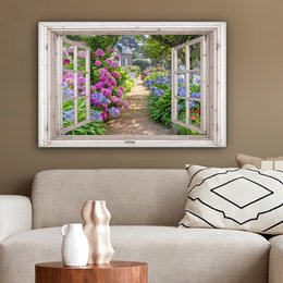 Canvas Maleri - Wall Decoration - Hortensia - View - Flowers - Summer - Purple - Pad