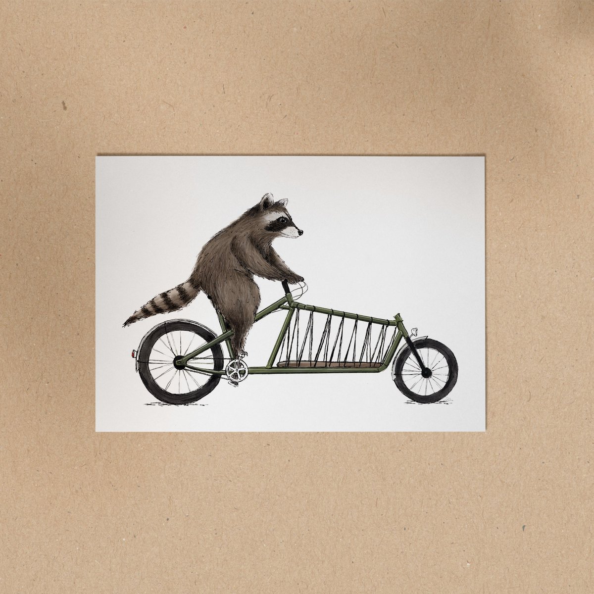 POSTCARD | Raccoon Rico - cargo bike