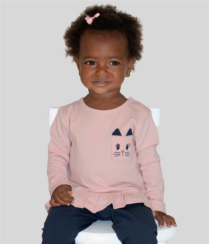 Conjunto de bebé niña con bolsillo Cute Kitty