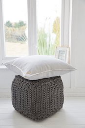 Pudebetræk med søm - Natur - 50cm x 50cm - Linned