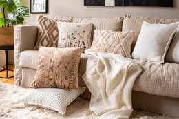 Plaid coton SUZETTE 130x160cm, taupe