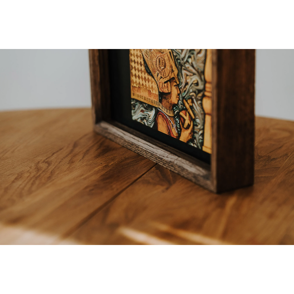 Frame di quercia artigianale per display di album in vinile, arredamento musicale elegante e regalo ideale per gli appassionati