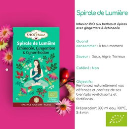 Biologische spiraal van lichte kruidenthee - Harmonieuze revitaliserende infusies van gember en rozenbottel - Cafeïnevrije thee - Hoogwaardige ingrediënten