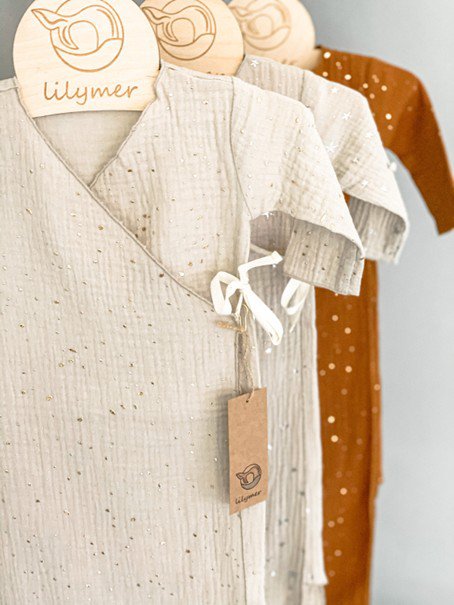 100 %, Oeko -TEx, Organic Muslin Baby Kimono-kjole, Newborn-kjole, Newborn-outfit, Newborn sovesæk