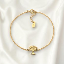 Bransoletka z drzewem życia wykonana ze srebra próby 925 - pozłacana 18K złotem, długość 16,5 cm - ARM925-36