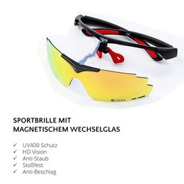 SUNUP Set Magnet-Sport-Sonnenbrille Matt schwarz /  Full Revo Red