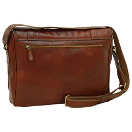 Soft Calfskin Leather Messenger Bag - Chestnut
