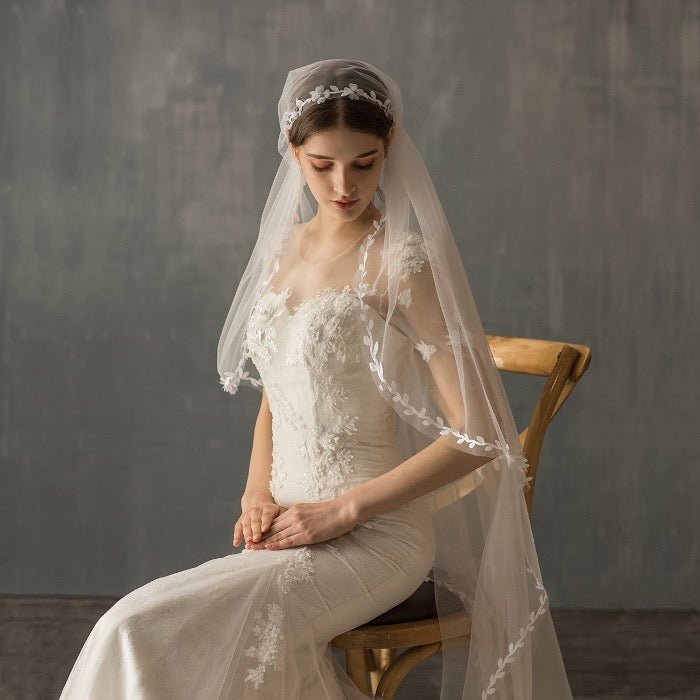 Hoedstijl Bladkanten voering Bruidssluier - Strijken voor gebruik