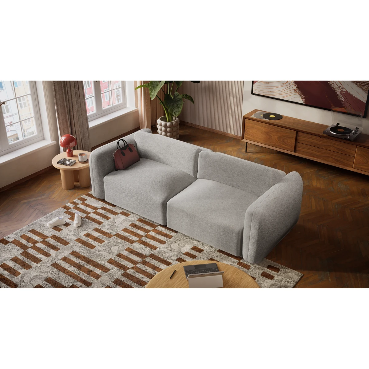 3-Seater Sofa Bed NORREBRO - Silver